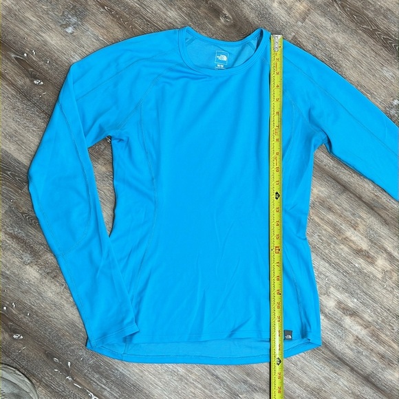 North Face Women's Running Shirt Size M Long Sleeve Teal Blue Flash Dry Hiking - Picture 9 of 16